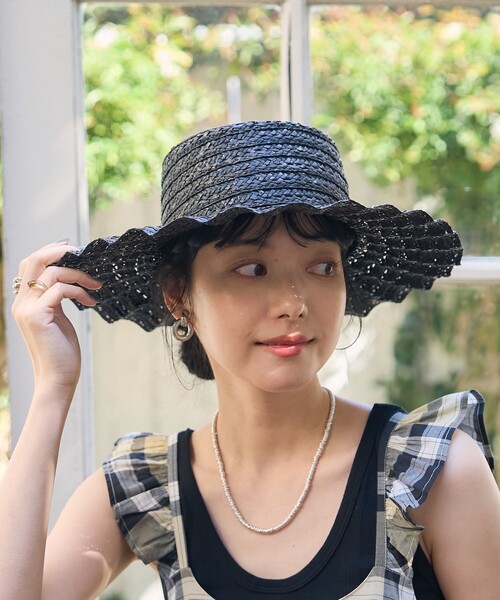 FREAK'S STORE（フリークスストア）の「Casselini/キャセリーニ なみなみハット/ ストローハット（ハット・レディース・ナチュラル/ブラック・ONE SIZE）」の16枚目の写真
