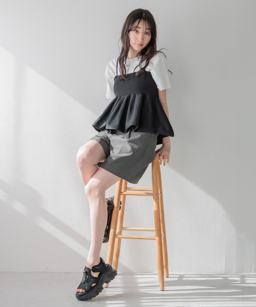 LOWRYS FARM（ローリーズファーム）の「ペプラムニットキャミ　111949（Tシャツ/カットソー・レディース・ブラック/ネイビー/レッド・FREE）」の5枚目の写真