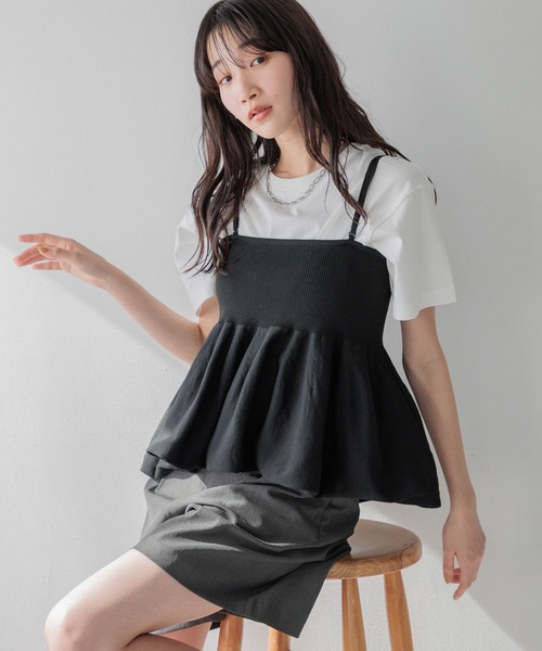 LOWRYS FARM（ローリーズファーム）の「ペプラムニットキャミ　111949（Tシャツ/カットソー・レディース・ブラック/ネイビー/レッド・FREE）」の6枚目の写真