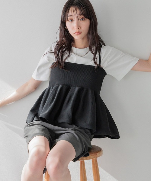 LOWRYS FARM（ローリーズファーム）の「ペプラムニットキャミ　111949（Tシャツ/カットソー・レディース・ブラック/ネイビー/レッド・FREE）」の7枚目の写真