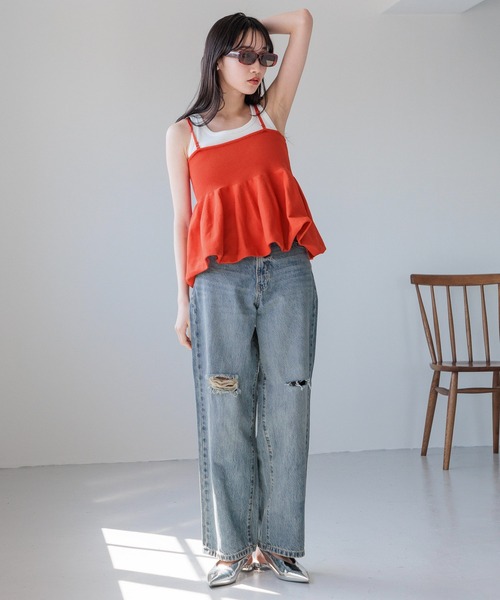 LOWRYS FARM（ローリーズファーム）の「ペプラムニットキャミ　111949（Tシャツ/カットソー・レディース・ブラック/ネイビー/レッド・FREE）」の22枚目の写真