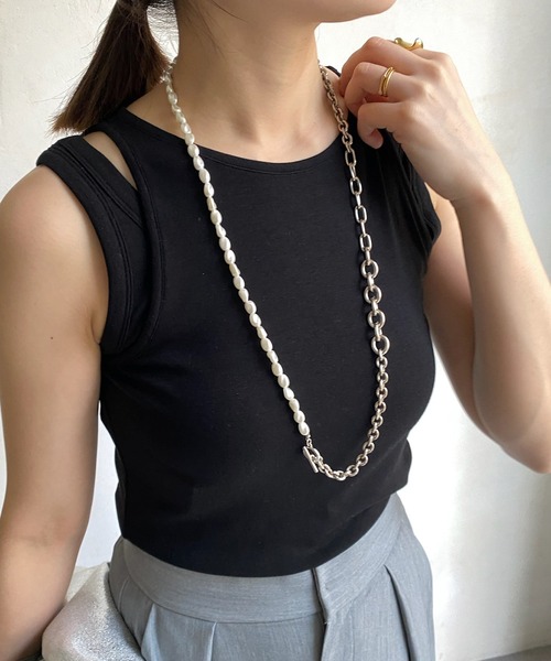 DouDou（ドゥドゥ）の「パール×チェーン2WAYネックレス（ネックレス・レディース・シルバー/ゴールド・FREE）」の5枚目の写真