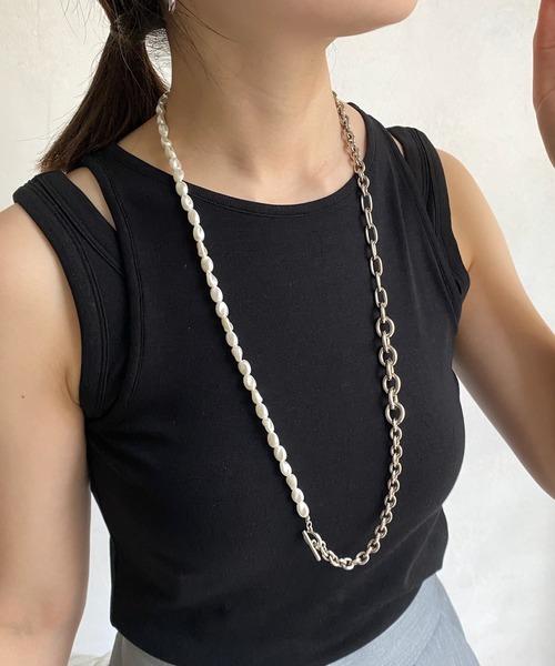 DouDou（ドゥドゥ）の「パール×チェーン2WAYネックレス（ネックレス・レディース・シルバー/ゴールド・FREE）」の6枚目の写真