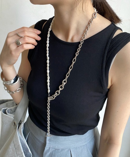 DouDou（ドゥドゥ）の「パール×チェーン2WAYネックレス（ネックレス・レディース・シルバー/ゴールド・FREE）」の7枚目の写真