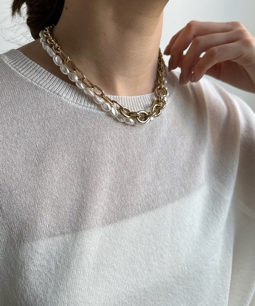 DouDou（ドゥドゥ）の「パール×チェーン2WAYネックレス（ネックレス・レディース・シルバー/ゴールド・FREE）」の16枚目の写真