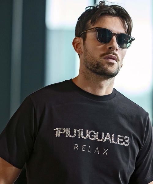 1PIU1UGUALE3 RELAX (ウノピゥウノウグァーレトレ リラックス)の「1PIU1UGUALE3 RELAX(ウノピゥウノウグァーレトレ リラックス)ラインストーン ブランドロゴ スマートシルエット 半袖Tシャツ(Tシャツ/カットソー・メンズ・ブラック/ホワイト・M/S/XL/L)」の15枚目の写真