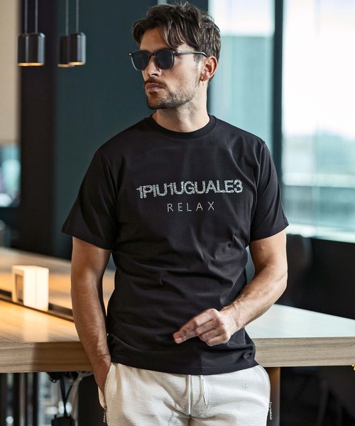 1PIU1UGUALE3 RELAX (ウノピゥウノウグァーレトレ リラックス)の「1PIU1UGUALE3 RELAX(ウノピゥウノウグァーレトレ リラックス)ラインストーン ブランドロゴ スマートシルエット 半袖Tシャツ(Tシャツ/カットソー・メンズ・ブラック/ホワイト・M/S/XL/L)」の16枚目の写真