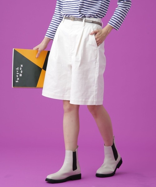 Apo(s)ture(アポスチャー)の「SOFIA-001/コーデュロイワンタックショートパンツ(その他パンツ・レディース・ホワイト/カーキ/ネイビー/ベージュ・XS/S/M/L/XL)」の1枚目の写真