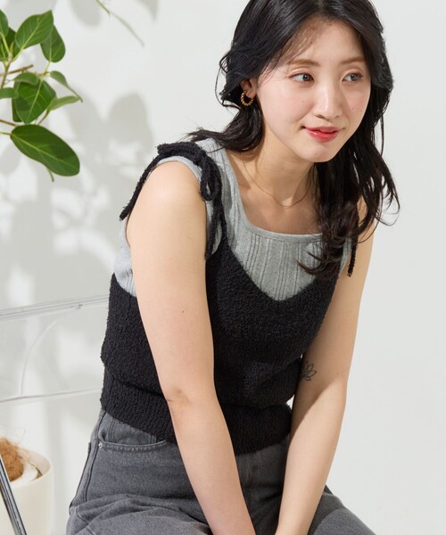 【TAN】ビスチェ フリンジ ヘリンボーン 重ね着 ベスト キャミ  タン　美品 楽天市場】【SALE／50%OFF】［J byblue］シャーリングビスチェキャミ