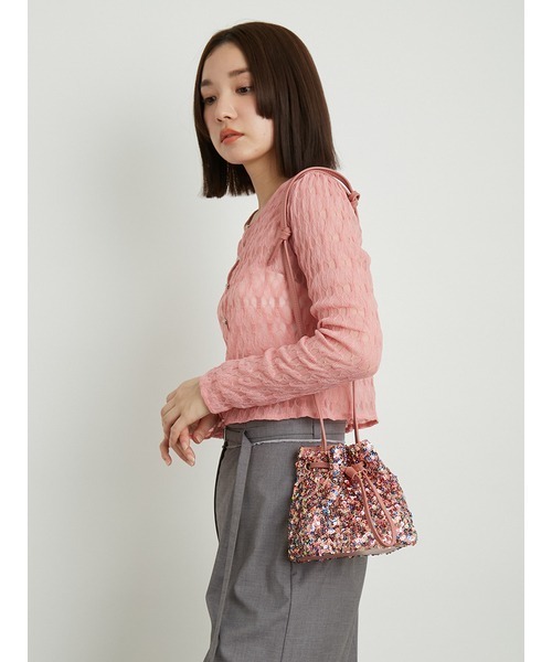 Lily brown リリーブラウン　ドロスト巾着バッグ　ピンク　pink LILY BROWN（リリーブラウン）の「ドロスト巾着バッグ