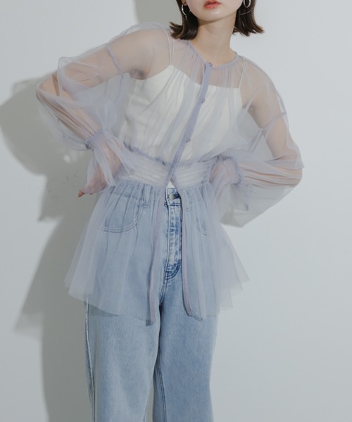 SENSE OF PLACE by URBAN RESEARCH（センスオブプレイスバイアーバンリサーチ）の「ウエストマークチュールチュニックトップ（その他トップス・レディース・アイボリー/ブラック/ライトブルー・ONE）」の3枚目の写真