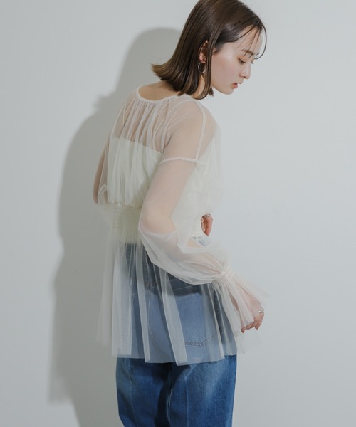 SENSE OF PLACE by URBAN RESEARCH（センスオブプレイスバイアーバンリサーチ）の「ウエストマークチュールチュニックトップ（その他トップス・レディース・アイボリー/ブラック/ライトブルー・ONE）」の5枚目の写真