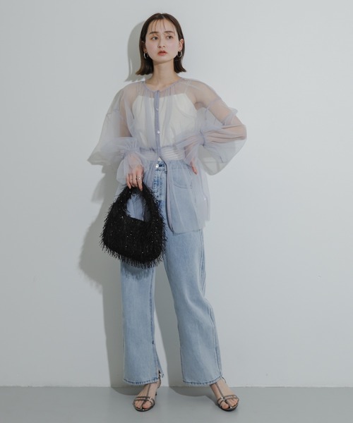 セール】ウエストマークチュールチュニックトップ（その他トップス