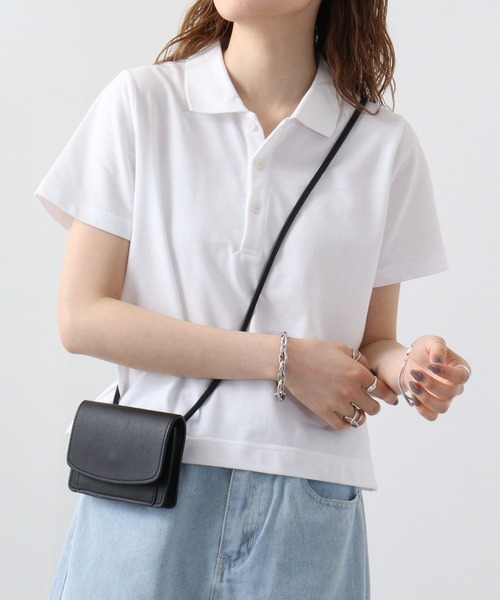 JEMORGAN(ジェーイーモーガン)の「JEMORGAN カノコ ミニポロシャツ(ポロシャツ・レディース・ブラック/チャコール/ホワイト・F)」の2枚目の写真