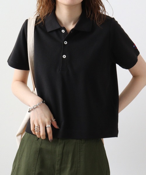 JEMORGAN(ジェーイーモーガン)の「JEMORGAN カノコ ミニポロシャツ(ポロシャツ・レディース・ブラック/チャコール/ホワイト・F)」の3枚目の写真