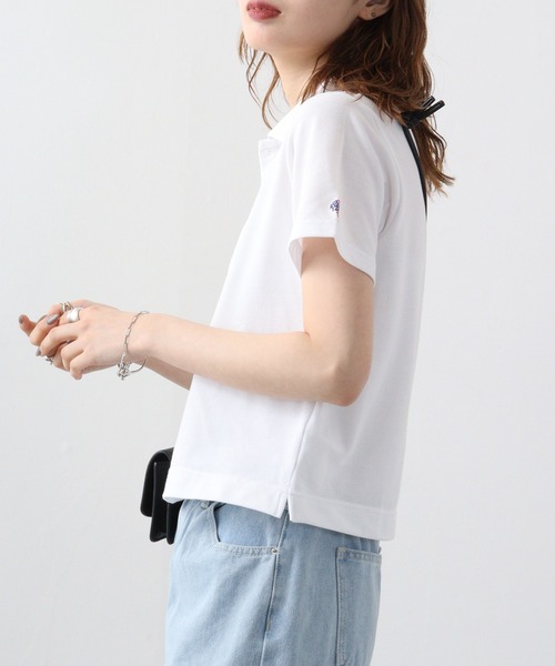 JEMORGAN(ジェーイーモーガン)の「JEMORGAN カノコ ミニポロシャツ(ポロシャツ・レディース・ブラック/チャコール/ホワイト・F)」の6枚目の写真