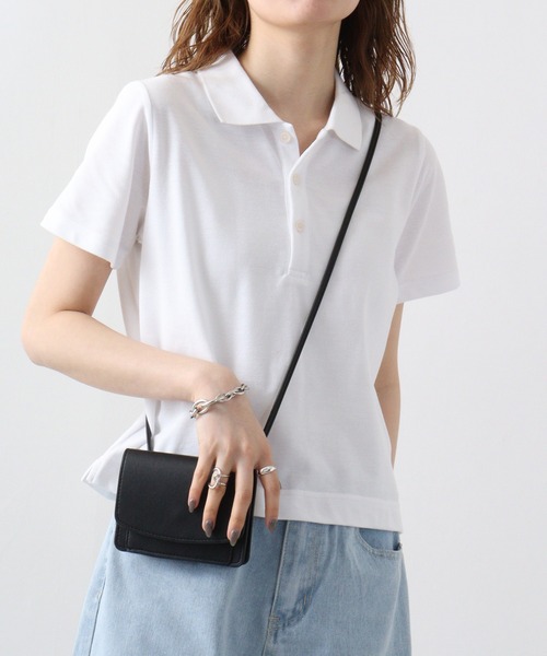 JEMORGAN(ジェーイーモーガン)の「JEMORGAN カノコ ミニポロシャツ(ポロシャツ・レディース・ブラック/チャコール/ホワイト・F)」の4枚目の写真