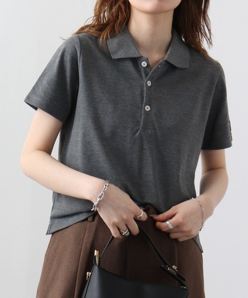 JEMORGAN(ジェーイーモーガン)の「JEMORGAN カノコ ミニポロシャツ(ポロシャツ・レディース・ブラック/チャコール/ホワイト・F)」の8枚目の写真