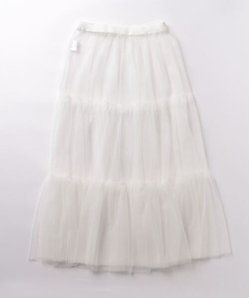 セール中♡　ホワイトチュールオーダー CLEA スカート チュールシアーティアードロングスカート : ZOZOTOWN