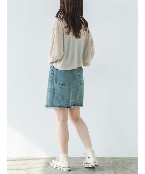so4u（ソーフォーユー）の「シアーショート丈カットソー（Tシャツ/カットソー・レディース・グレー/ベージュ・F）」の4枚目の写真
