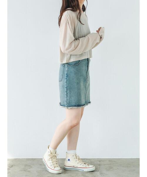 so4u（ソーフォーユー）の「シアーショート丈カットソー（Tシャツ/カットソー・レディース・グレー/ベージュ・F）」の5枚目の写真