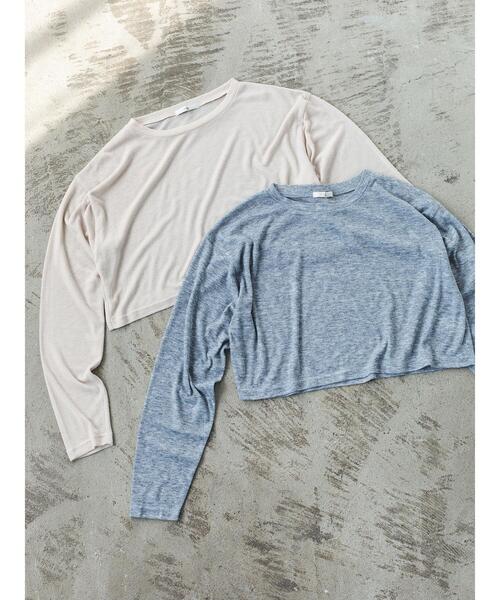 so4u（ソーフォーユー）の「シアーショート丈カットソー（Tシャツ/カットソー・レディース・グレー/ベージュ・F）」の7枚目の写真