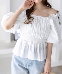 clear | 2way肩フリルウエストシャーリング半袖ブラウス≪2024SS新作≫(シャツ/ブラウス)