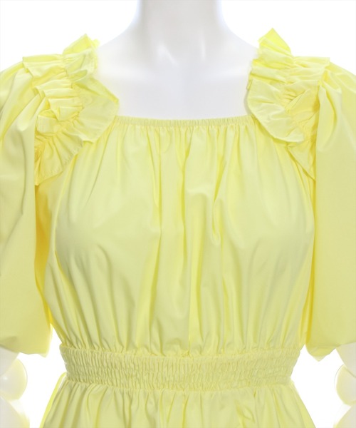 clear（クリア）の「2way肩フリルウエストシャーリング半袖ブラウス[オフィスカジュアル 着回し抜群 大人 カジュアル]≪再入荷≫（シャツ/ブラウス・レディース・オフホワイト/ブラック/イエロー・F）」の10枚目の写真