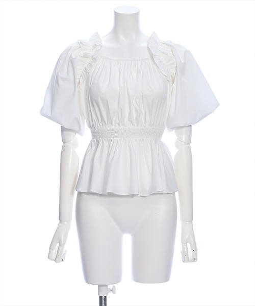 clear（クリア）の「2way肩フリルウエストシャーリング半袖ブラウス[オフィスカジュアル 着回し抜群 大人 カジュアル]≪再入荷≫（シャツ/ブラウス・レディース・オフホワイト/ブラック/イエロー・F）」の20枚目の写真