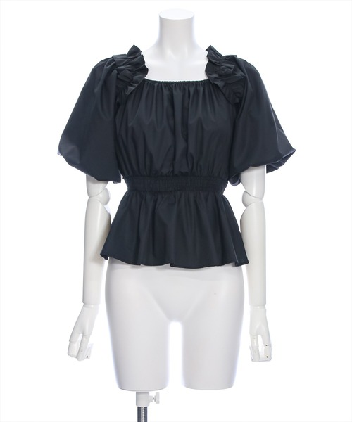 clear（クリア）の「2way肩フリルウエストシャーリング半袖ブラウス[オフィスカジュアル 着回し抜群 大人 カジュアル]≪再入荷≫（シャツ/ブラウス・レディース・オフホワイト/ブラック/イエロー・F）」の21枚目の写真