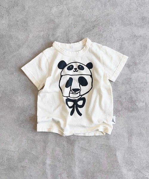 JIPPON(ジポン)の「パンダTシャツ/日本製(80~140cm)(Tシャツ/カットソー・キッズ・オフホワイト/イエロー/ピンク/ライトブルー・80/90/95/100/110/120/130/140)」の2枚目の写真