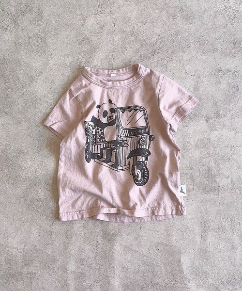 JIPPON(ジポン)の「パンダTシャツ/日本製(80~140cm)(Tシャツ/カットソー・キッズ・オフホワイト/イエロー/ピンク/ライトブルー・80/90/95/100/110/120/130/140)」の4枚目の写真