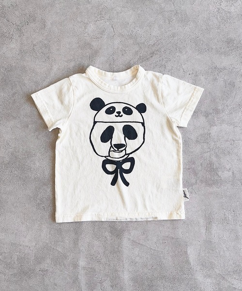 JIPPON(ジポン)の「パンダTシャツ/日本製(80~140cm)(Tシャツ/カットソー・キッズ・オフホワイト/イエロー/ピンク/ライトブルー・80/90/95/100/110/120/130/140)」の5枚目の写真