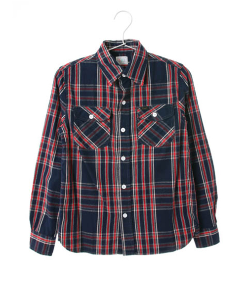 SEVENDAYS=SUNDAY(セブンデイズサンデイ)の「Lee CHECK WORK ロングシャツ(シャツ/ブラウス・レディース・ネイビー/オフホワイト/ブルー・MEDIUM/SMALL)」の1枚目の写真