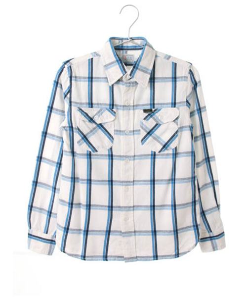 SEVENDAYS=SUNDAY(セブンデイズサンデイ)の「Lee CHECK WORK ロングシャツ(シャツ/ブラウス・レディース・ネイビー/オフホワイト/ブルー・MEDIUM/SMALL)」の2枚目の写真