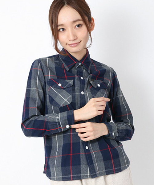 SEVENDAYS=SUNDAY(セブンデイズサンデイ)の「Lee CHECK WORK ロングシャツ(シャツ/ブラウス・レディース・ネイビー/オフホワイト/ブルー・MEDIUM/SMALL)」の3枚目の写真