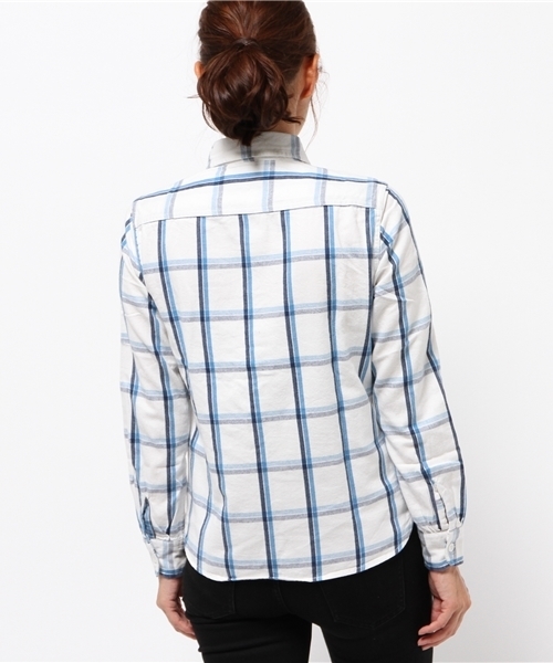 SEVENDAYS=SUNDAY(セブンデイズサンデイ)の「Lee CHECK WORK ロングシャツ(シャツ/ブラウス・レディース・ネイビー/オフホワイト/ブルー・MEDIUM/SMALL)」の6枚目の写真