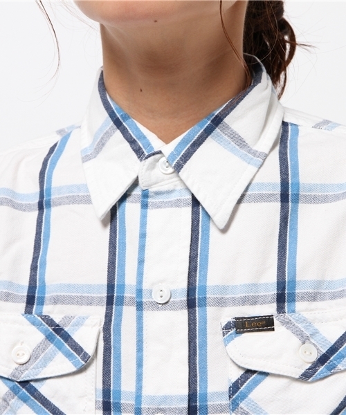 SEVENDAYS=SUNDAY(セブンデイズサンデイ)の「Lee CHECK WORK ロングシャツ(シャツ/ブラウス・レディース・ネイビー/オフホワイト/ブルー・MEDIUM/SMALL)」の7枚目の写真