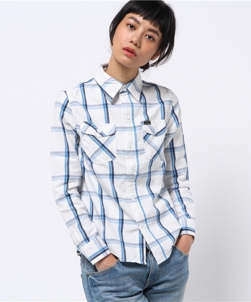 SEVENDAYS=SUNDAY(セブンデイズサンデイ)の「Lee CHECK WORK ロングシャツ(シャツ/ブラウス・レディース・ネイビー/オフホワイト/ブルー・MEDIUM/SMALL)」の13枚目の写真