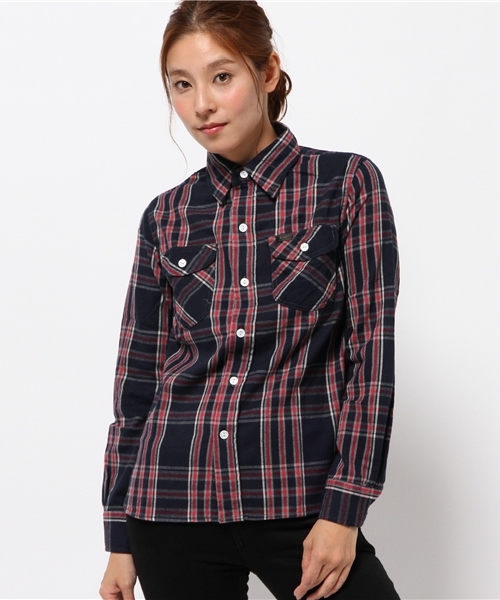 SEVENDAYS=SUNDAY(セブンデイズサンデイ)の「Lee CHECK WORK ロングシャツ(シャツ/ブラウス・レディース・ネイビー/オフホワイト/ブルー・MEDIUM/SMALL)」の15枚目の写真