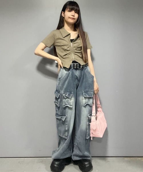 Figments(フィグメンツ)の「マルチカーゴデニムパンツ(デニムパンツ・レディース・インディゴブルー・LARGE/MEDIUM)」の16枚目の写真