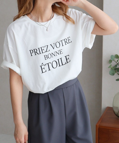 Social GIRL(ソーシャルガール)の「接触冷感ETOILEロゴTシャツ(Tシャツ/カットソー・レディース・ブラック/オフホワイト/キャメル/グレイッシュベージュ・M)」の6枚目の写真