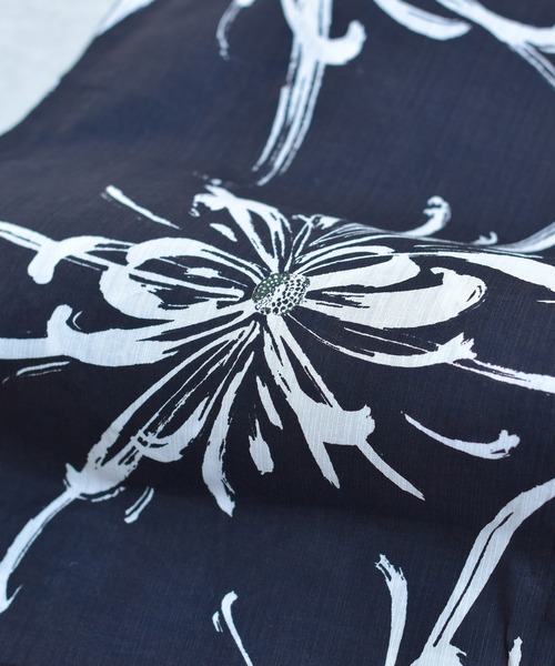utatane浴衣 3点セット 古典柄レトロ フリーサイズ コットン 紺系