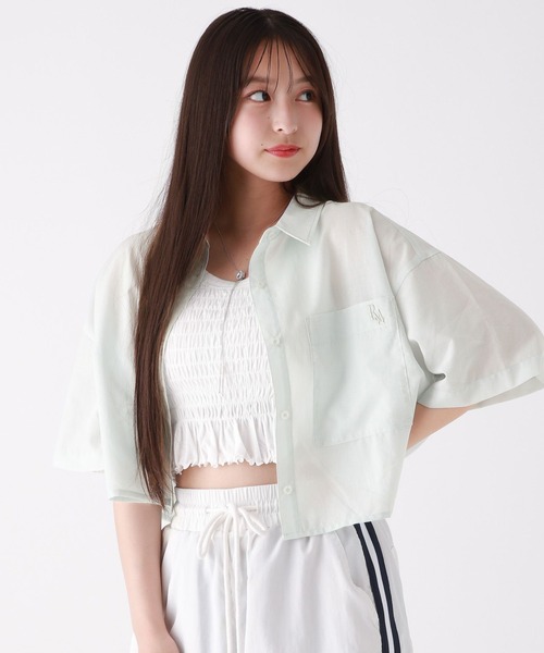 repipi armario（レピピ アルマリオ）の「【接触冷感】スパンボイルショートシャツ（シャツ/ブラウス・キッズ・コーラル/ホワイト/サックスブルー/ライム・LARGE/MEDIUM/SMALL）」の4枚目の写真