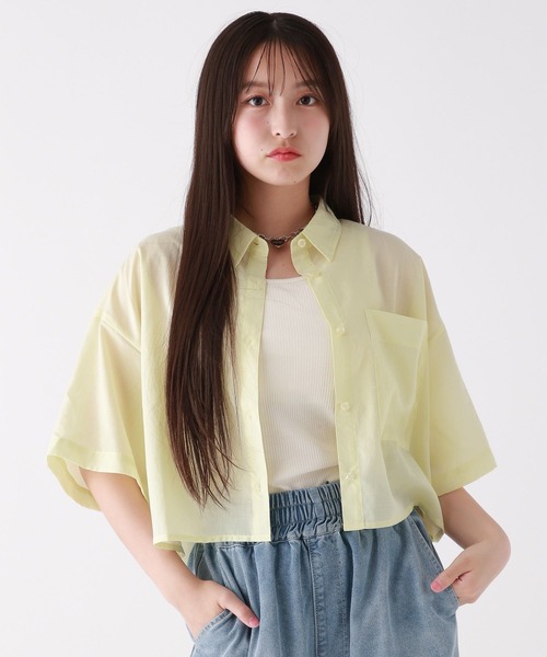 repipi armario（レピピ アルマリオ）の「【接触冷感】スパンボイルショートシャツ（シャツ/ブラウス・キッズ・コーラル/ホワイト/サックスブルー/ライム・LARGE/MEDIUM/SMALL）」の3枚目の写真