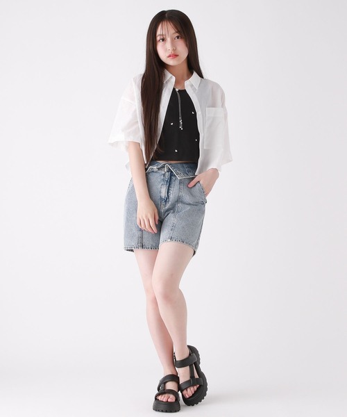 repipi armario（レピピ アルマリオ）の「【接触冷感】スパンボイルショートシャツ（シャツ/ブラウス・キッズ・コーラル/ホワイト/サックスブルー/ライム・LARGE/MEDIUM/SMALL）」の5枚目の写真