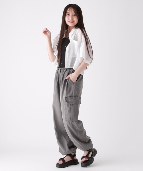 repipi armario（レピピ アルマリオ）の「【接触冷感】スパンボイルショートシャツ（シャツ/ブラウス・キッズ・コーラル/ホワイト/サックスブルー/ライム・LARGE/MEDIUM/SMALL）」の6枚目の写真