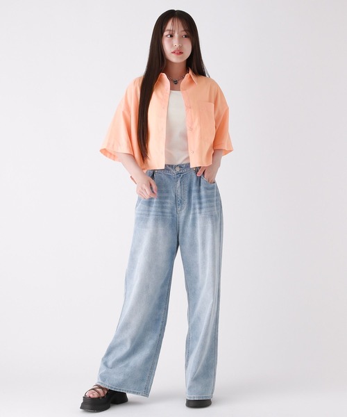 repipi armario（レピピ アルマリオ）の「【接触冷感】スパンボイルショートシャツ（シャツ/ブラウス・キッズ・コーラル/ホワイト/サックスブルー/ライム・LARGE/MEDIUM/SMALL）」の8枚目の写真