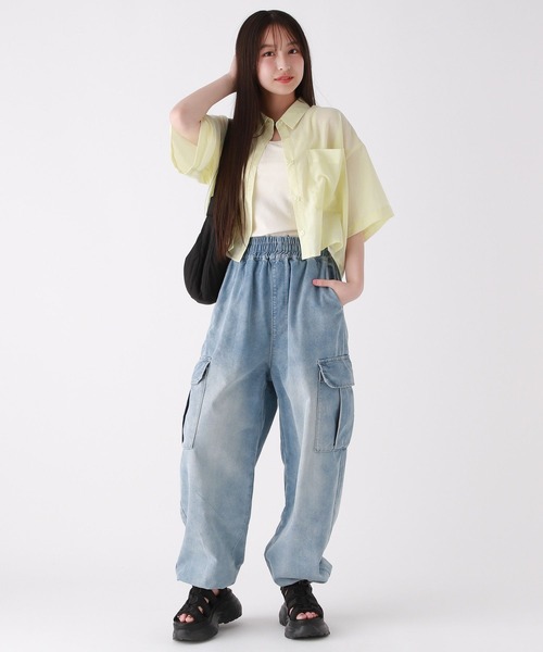 repipi armario（レピピ アルマリオ）の「【接触冷感】スパンボイルショートシャツ（シャツ/ブラウス・キッズ・コーラル/ホワイト/サックスブルー/ライム・LARGE/MEDIUM/SMALL）」の9枚目の写真