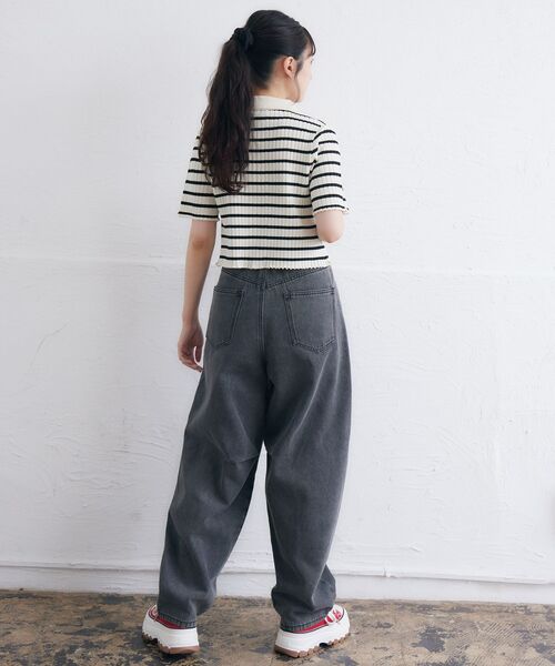 RETRO GIRL（レトロガール）の「カーブデニムPT（デニムパンツ・レディース・ケミカルウォッシュ/ブルー系その他5/ブラック/ブルー・FREE）」の8枚目の写真